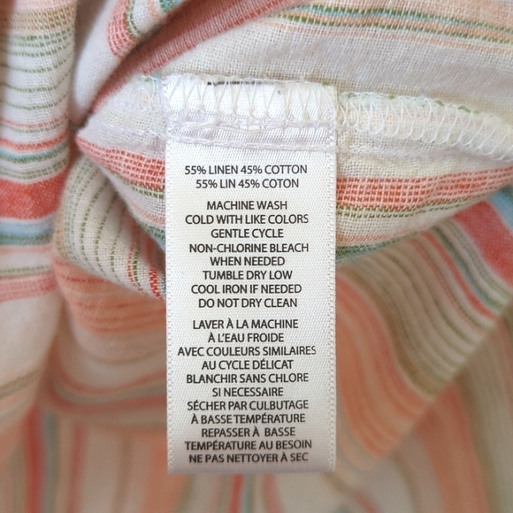 Beachlunchlounge Jenna Linen Blend Striped Split Neck Sleeveless Tunic Top XS - Picture 6 of 11